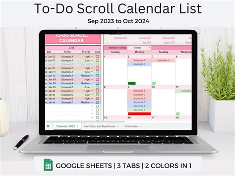 To Do Calendar To Do Scroll Calendar Sept 23 To Oct 24 To Do List Scroll Calendar Scrolling