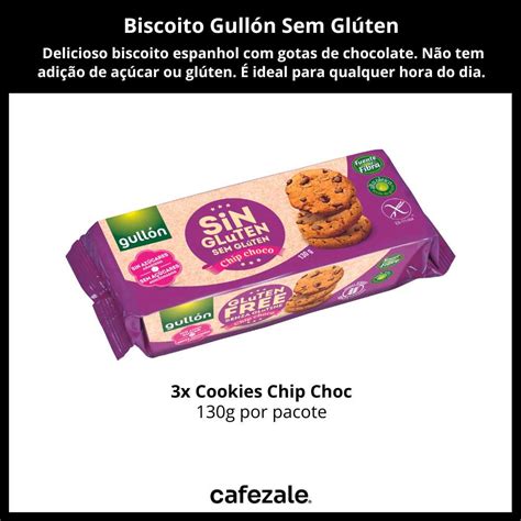 Biscoito Gullón Sem Glúten Cookie Chip Choco 3 Pacotes 130g