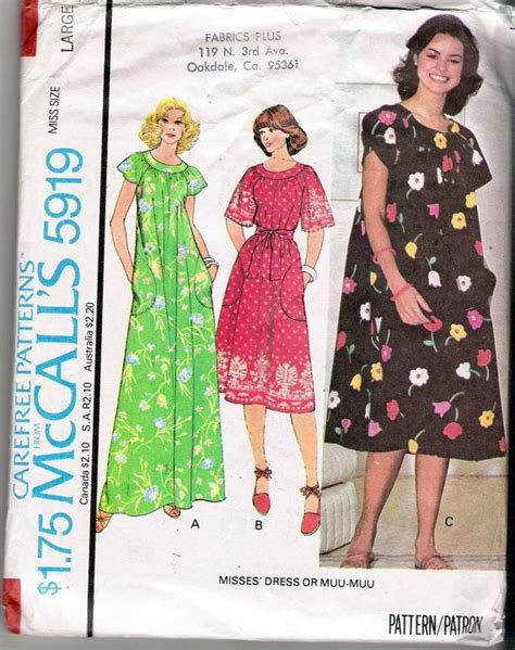 Vintage Mccall S Muu Muu Or Dress Sewing Pattern Etsy