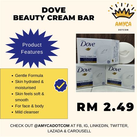 Dove Original Beauty Cream Bar Soap 100g Shopee Malaysia