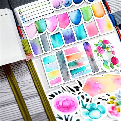 Watercolor Stickers Detailed Bujo Bullet Journal Journaling Aesthetic