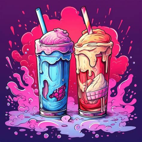 Premium Ai Image Peanut Butter And Jelly Milkshake In An Art Style