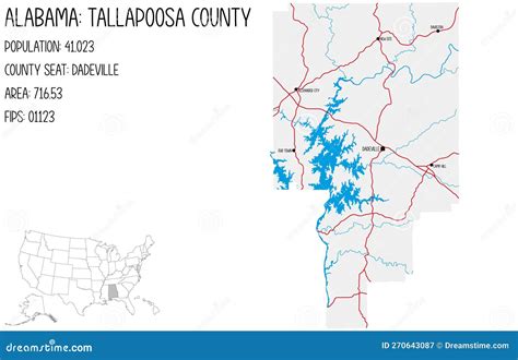 Map Of Tallapoosa County In Alabama Usa Stock Vector Illustration