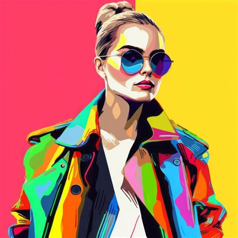 Premium Photo Pop Art Fashion Illustration Of A Girl In A Colorful Jacket