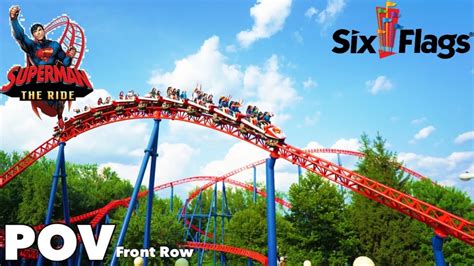 Superman The Ride Roller Coaster Front Seat Pov Six Flags New