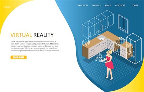 Premium Vector Virtual Reality Landing Page Website Vector Template