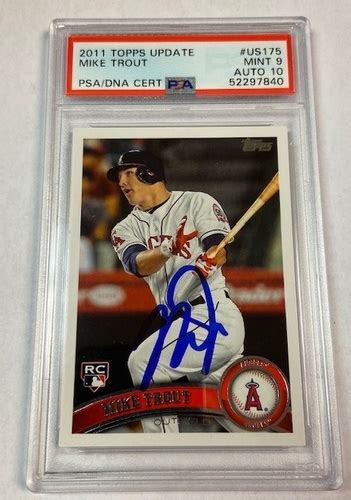 Mike Trout Autographed 2011 Topps Rookie Card Psadna 52297840 Mint