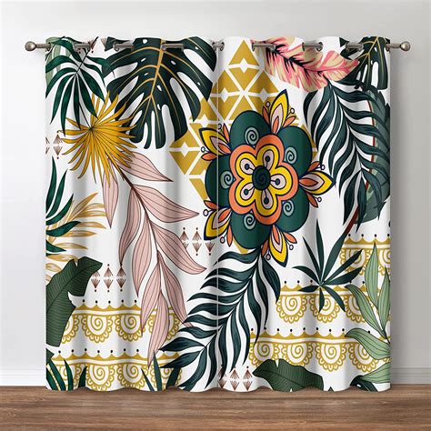 Amazon Jekeno Boho Floral Botanical Blackout Curtains Colorful