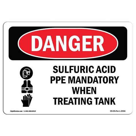 Signmission 10 X 14 In Osha Danger Sign Sulfuric Acid Ppe Mandatory