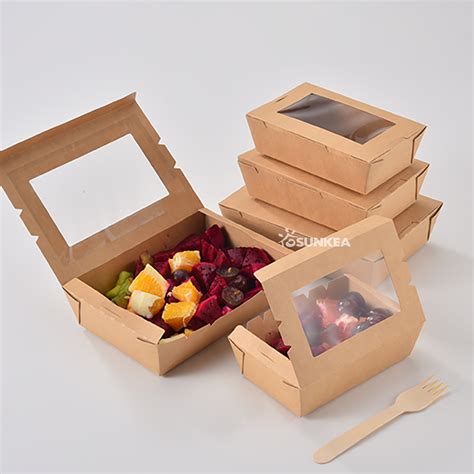 Compostable Pe Coating Kraft Lunch Paper Box With Pet Window China