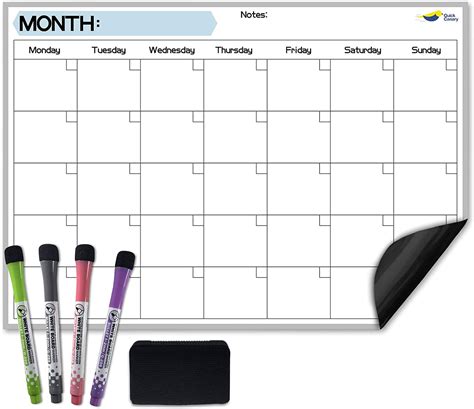 Buy Magnetic Dry Erase Monthly Calendar For Refrigerator X