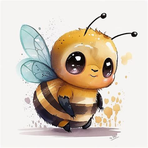 Premium Photo Cute Bee Kawaii Cute Bee Bee Pictures Bee Illustration