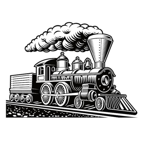 Una Ilustración En Blanco Y Negro De Un Tren Retro Aislado Sobre Fondo