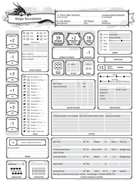 Create A Character Sheet E