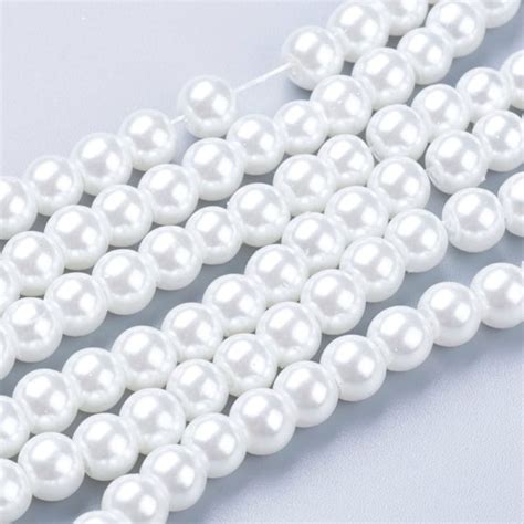 Glass Pearls White 3mm 4mm 6mm 8mm 10mm Riverside Beads