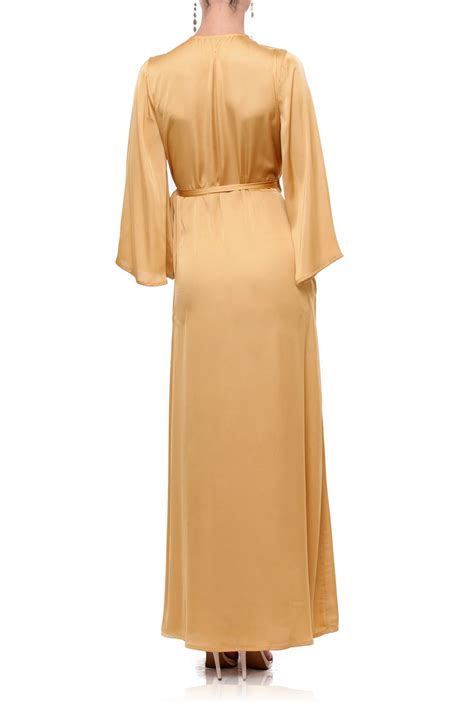 Gold Silk Wrap Dresses Shahida Shahida Parides Wrap Dress Maxi