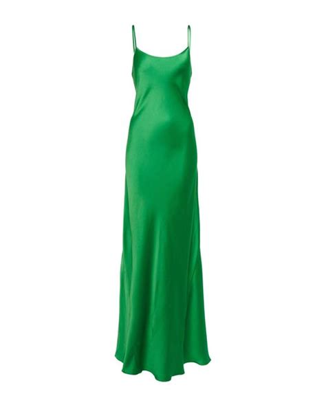 Victoria Beckham Satin Slip Maxi Dress In Green Lyst