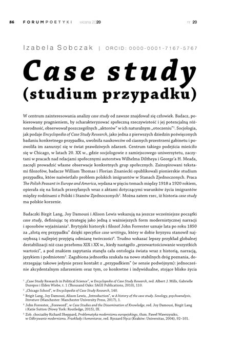 Pdf Case Study Studium Przypadku