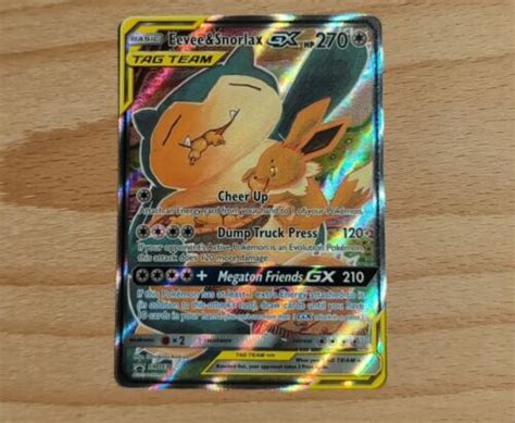 Pokémon TCG Eevee Snorlax GX Sun Moon Team Up Sm169 Holo Promo eBay