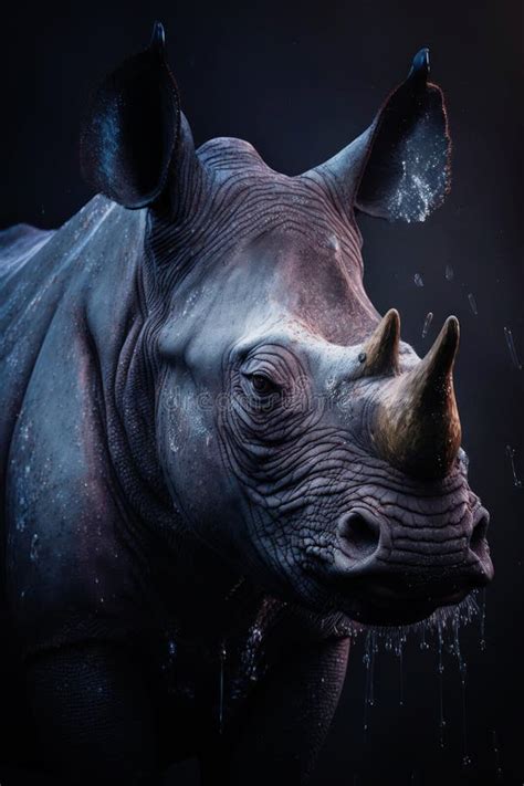 Beautiful Majestic Portrait Of A Rhino With Intricate Details And