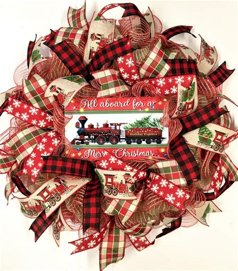 Christmas Train Wreath Deco Mesh Christmas Wreath Burlap - Etsy