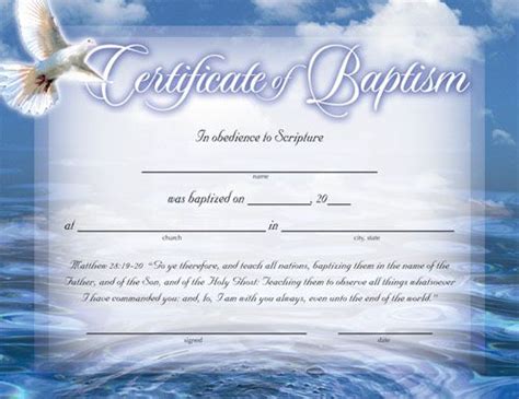 Baptism Certificates Free Certificate Of Baptism Certificates