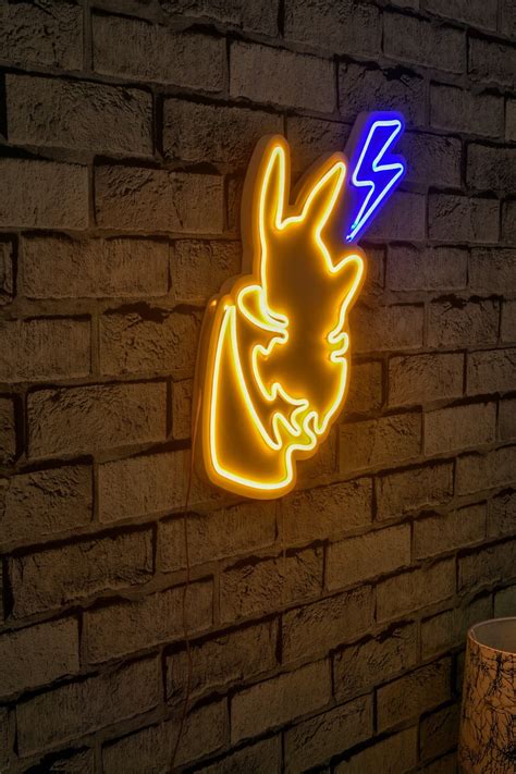 Pikachu Neon Sign Wall Decor Handmade Custom Neon Pokemon Neon Sign