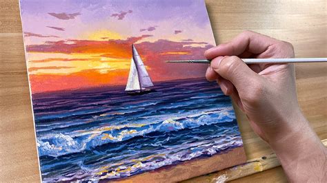 Sailing In Waves Acrylic Painting Correa Art Youtube