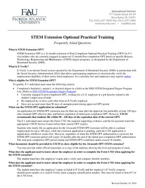 Fillable Online STEM Extension Optional Practical Training Form FAU