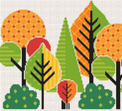 Bogo Free Autumn Forest Cross Stitch Patternp 1260 Etsy Cross