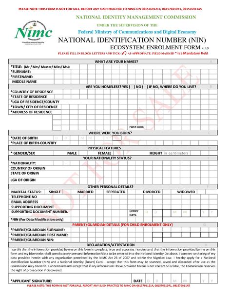 Annexure Iii Approved Nin Enrolment Form Pdf Pdf Host