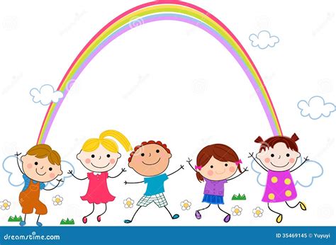 Group of kids having fun stock vector. Illustration of girl - 35469145