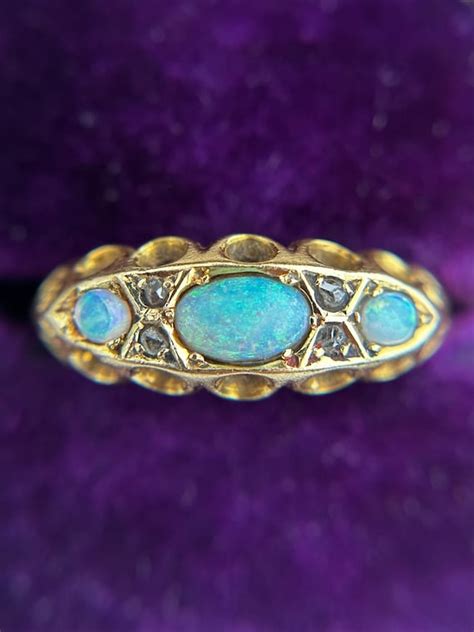 Edwardian Opal Diamond Gold Gem