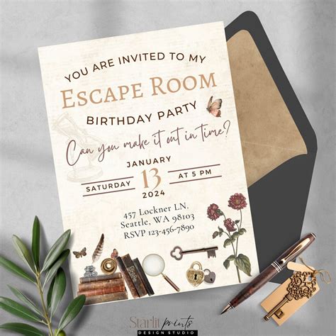 Escape Room Birthday Invitation Printable Mystery Birthday Party Editable Invite Preteen