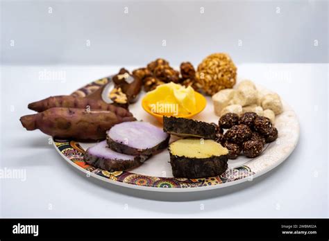 Maghe Sankranti Makar Festival Celebration Food Plate Of Muri Ladoo