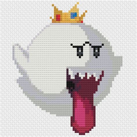 Super Mario King Boo Cross Stitch Pattern Etsy Cross Stitch Cross