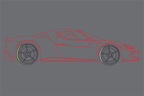 Red sports car outline vector template, elegant luxury car. View from ...