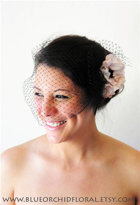 Bridal Fascinator Birdcage Veil Set Fascinator Of Tea Stained Pink