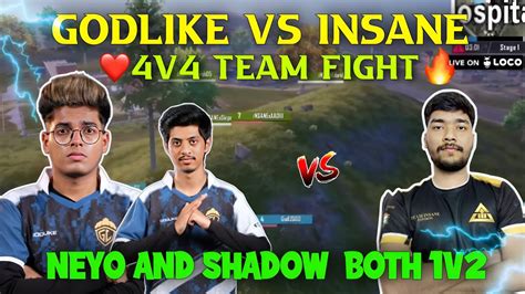 Godlike Vs Insane🚀🇮🇳4v4 Gun Fight Godlike Dominant 19 Kills🤯wwcd🚀🔥