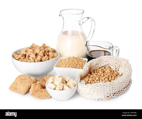 organic soy products  white background stock photo alamy
