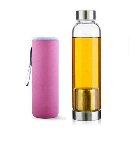 Styleys Glass Green Tea Infuserdetox Water Bottle With Stainless Steel