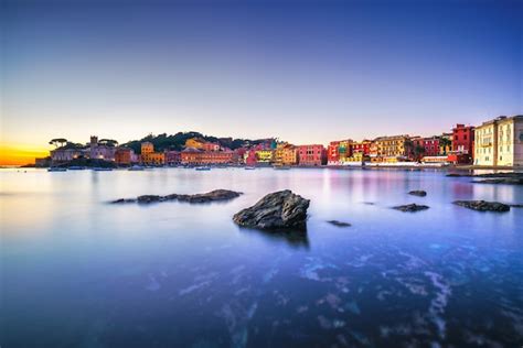 Premium Photo Sestri Levante Silence Bay Rocks Sea And Beach View On