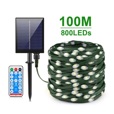 Couro led solar string luzes de fadas 100m luzes de natal à prova