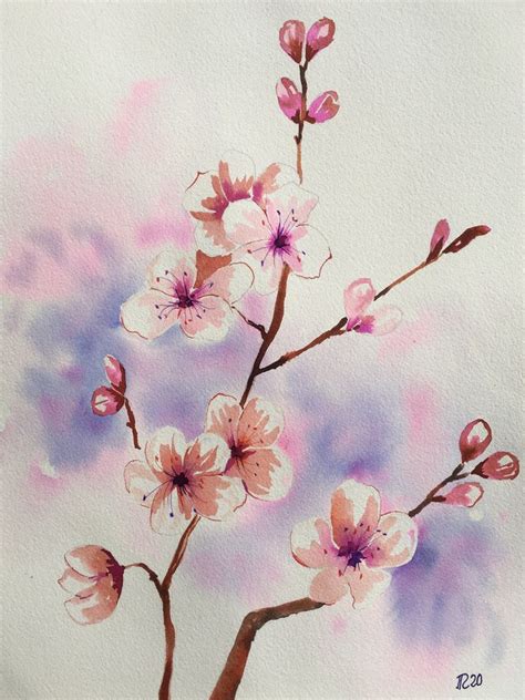 Aquarelle 2020 Fleurs De Cerisier