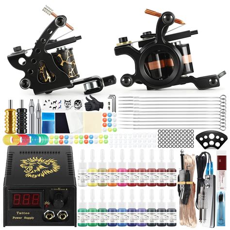 Complete Tattoo Kit Coil Tattoo Machine Set Tattoo Power Supply Needles