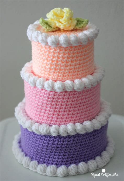 Crochet Birthday Cake Repeat Crafter Me Crochet Cake Repeat
