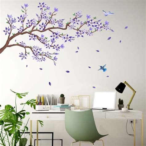 Amazon Pinkeleph Watercolor Cherry Blossom Flower Wall Stickers