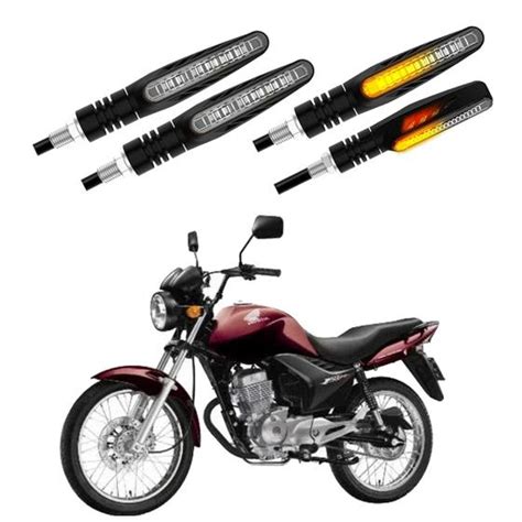 Kit Setas Sequenciais Modelo P B Slim Palito Para Moto Cg Fan