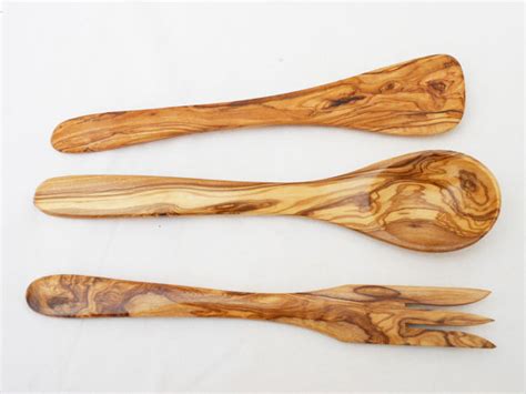 Olive Wood 12 Inch Utensil Set 1spoon 1 Fork 1 Spatula Etsy Canada Olive Wood Utensils