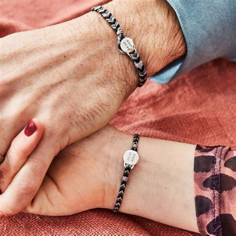 Personalised Silver Couples Bracelet Set By Under The Rose Matching Couple Bracelets Silver